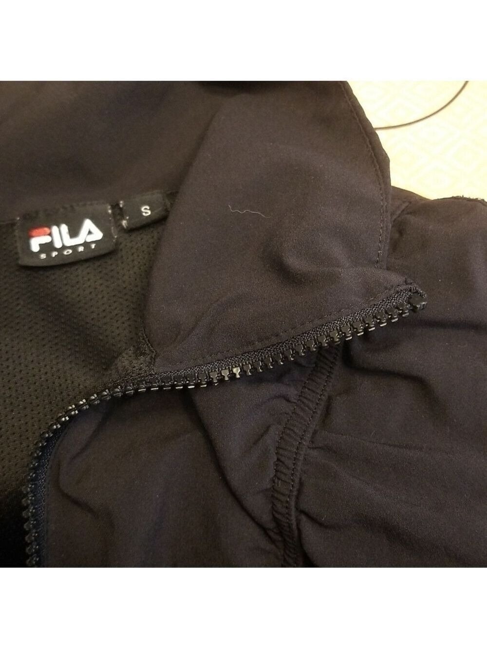 fila track jacket gray black womens size S ruched zip up front thumb holes - Picture 12 of 12